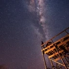 The look-out deck under starry skies, Dinaka Camp.