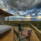 View of the sleep-out deck at the camp in the Dinaka Conservancy.