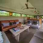 View of the lounge and breakfast bar at Karangoma, Botswana.
