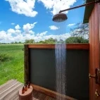 Example of an outdoor shower at Karangoma, Botswana.