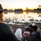 A coffee break whilst taking in the view at Kweene Trails, Botswana.