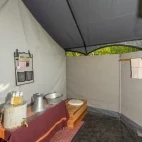 View of the private bathroom facilities at Kweene Trails.