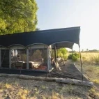 Side view of the accommodation tent at Kweene Trails, Botswana.