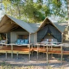 External view of the family tent at Shinde Footsteps Camp, Botswana.