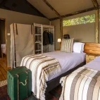 Internal view of the family tent at Shinde Footsteps Camp, Botswana.