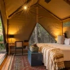 Example of one of the bedrooms at Shinde Footsteps Camp, Botswana.