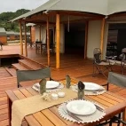 External dining at Loango Savannah Camp, Gabon