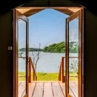 View from a tent at Loango Savannah Camp, Gabon.