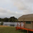 A tent at Loango Savannah Camp, Gabon