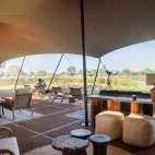 The main lounge area at Chicari Camp, Gorongosa, Mozambique.