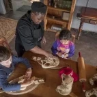 Children being entertained at the Fitzpatricks at Jock villa.