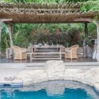 The swimming pool and private dining area at the Fitzpatrick's at Jock villa.