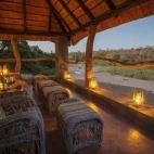 The main lounge area at Jock Safari Lodge, overlooking the river.