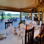 Dining at Rhino Plains Camp in South Africa.