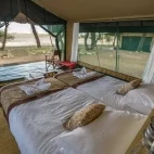Interior view of the accommodation at Salei Plains Mobile Tented Camp.