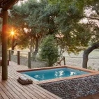 The private plunge pool and terrace, available on all chalet accommodation to relax and unwind after a safari.