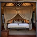 External view looking into the double bedroom area in a KuKaya chalet.