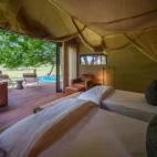 Twin room, with views and overlooking the private terrace and plunge pool.