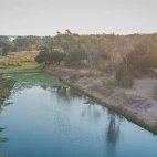 Aerial of Chula Island Camp in Lower Zambezi National Park, Zambia