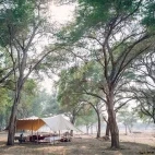 Dining tent at Kutali Camp in Lower Zambezi National Park, Zambia