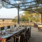 The outdoor dining area at Sable Valley Lodge, Zimbabwe.