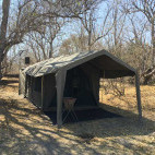 Twin tent in Bush Lark Mobile Tented Camp, Botswana.