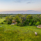 Aerial of The Jackal and Hide in Khwai Concession, Botswana