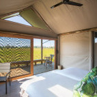Tent interior at The Jackal and Hide in Khwai Concession, Botswana