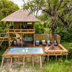 Viewing deck at The Jackal and Hide in Khwai Concession, Botswana