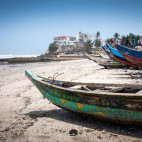 Boats on the seashore in Accra, Ghana