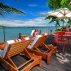 Deck at L’Heure Bleue in Nosy Be, Madagascar