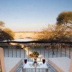 View from a bedroom at Okaukuejo Camp in Namibia