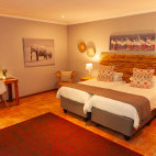 Bedroom at The Safari Club in Johannesburg, South Africa.