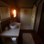 Kalahari Tented Camp bathroom in South Africa