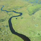Aerial of the Okavango Delta in Botswana.