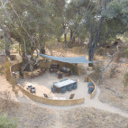 Aerial of Mwamba Bush Camp in South Luangwa National Park, Zambia