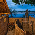Bathroom at Takwela Camp in North Luangwa National Park, Zambia.