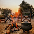 Campfire at Ntemwa-Busanga bush camp in Kafue National Park, Zambia