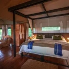 Bedroom at Chindeni bush camp in South Luangwa National Park, Zambia.