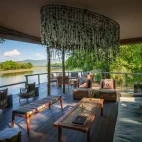 Lounge at Chindeni bush camp in South Luangwa National Park, Zambia.
