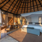 Bedroom at Mchenja Camp in South Luangwa National Park, Zambia.