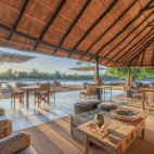Lounge at Mchenja Camp in South Luangwa National Park, Zambia.