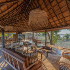 Seating area at Kakuli Camp in South Luangwa National Park, Zambia