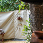 Bathroom at Luwi Camp in South Luangwa National Park, Zambia