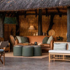 Seating area at Mchenja Camp in South Luangwa National Park, Zambia.