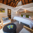 Double bedroom at Mfuwe Lodge in South Luangwa National Park, Zambia.
