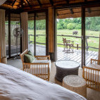 Bedroom at Mfuwe Lodge in South Luangwa National Park, Zambia