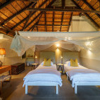 Twin bedroom at Mfuwe Lodge in South Luangwa National Park, Zambia.