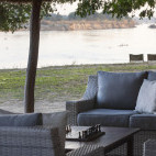 Outdoor seating area at Tafika Camp in South Luangwa National Park, Zambia