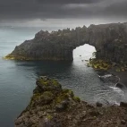 Natural arch in Jan Mayen, Svalbard.